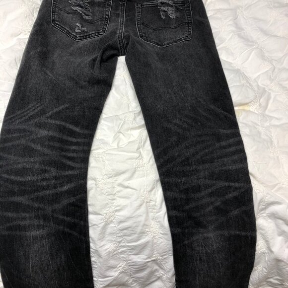 Mens Jeans - American Eagle - Black Distressed Stretch - 28/32 - Picture 4 of 4
